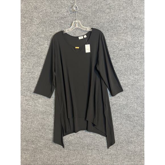 Cato Tops - Cato Womens Tunic Blouse Plus Size 18/20 Black Asymmetric Hem Stretchy Comfort